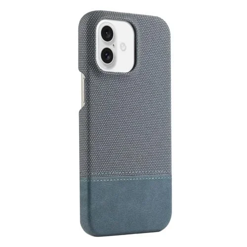 Funda para Teléfono PU con Costura de Tela iPhone 16 Plus (Azul)