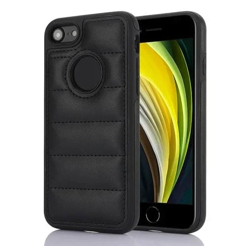 Funda para Teléfono PU iPhone SE 2022/2020/8/7 con Recorte Hueco y Tecla de Piano (Negro)