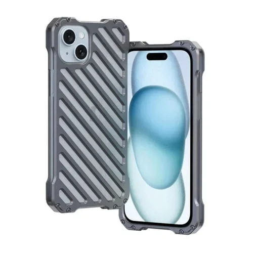 Funda para Teléfono R-Just iPhone 15 Plus con Armadura Transpirable (Gris Espacial)