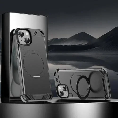 Funda para Teléfono R-Just RJ63-1 con Soporte Magsafe sin Marco para iPhone 15 (Negro)