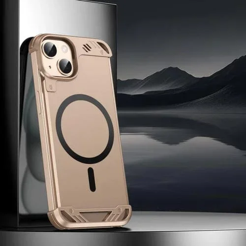 Funda para Teléfono R-Just RJ63 con Aroma Mecha y Magsafe sin Marco para iPhone 13 (Dorado del Desierto)