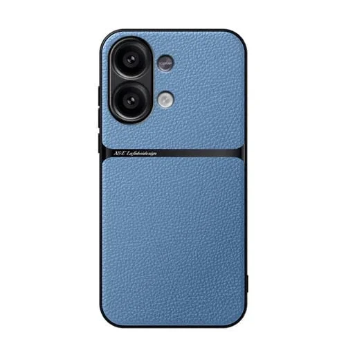 Funda para Teléfono Redmi Note 13 4G Global Litchi de Cuero con Cobertura Total Magnética a Prueba de Golpes (Azul)