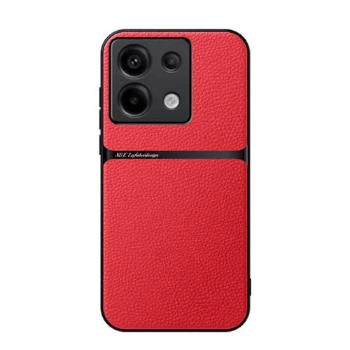 Funda para Teléfono Redmi Note 13 Pro 5G Global Litchi Leather con Cobertura Total Magnética y a Prueba de Golpes (Roja)