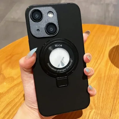 Funda para teléfono Skin Feel Armor para iPhone 14 con soporte magnético (Negro)