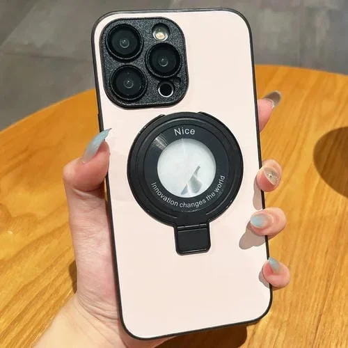 Funda para Teléfono Skin Feel Armor para iPhone 15 Pro Max con Soporte Magnético (Blanco)