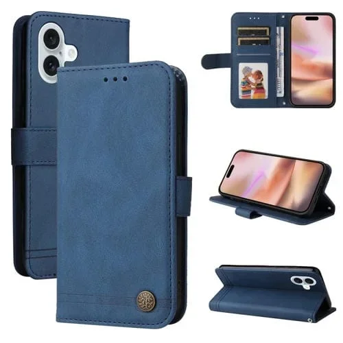 Funda para Teléfono Skin Feel Life Tree para iPhone 16 Plus (Cuero) (Azul)