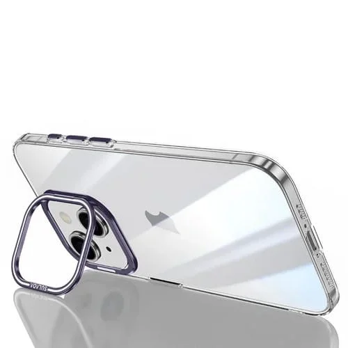 Funda para Teléfono Sulada PC para iPhone 15 con Soporte para Lente de Aleación de Aluminio (Púrpura Oscuro)