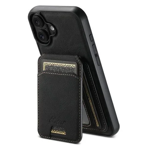 Funda para Teléfono Suteni H16 con Tapa Trasera Desmontable de Cuero para iPhone 16 (Negro)