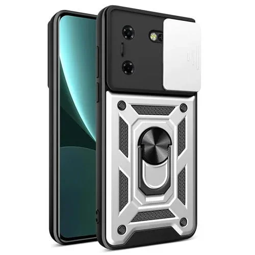 Funda para teléfono Tecno Pova 5 con cubierta de cámara deslizante TPU + PC (Plata)