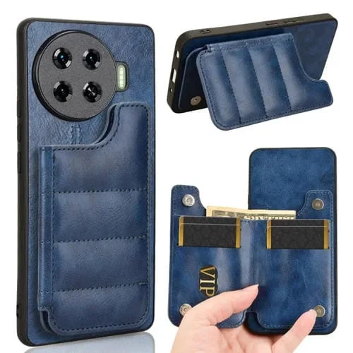Funda para Teléfono Tecno Spark 20 Pro+ 4G con Patrón de Vaca y Tarjeta de Costura (Azul)