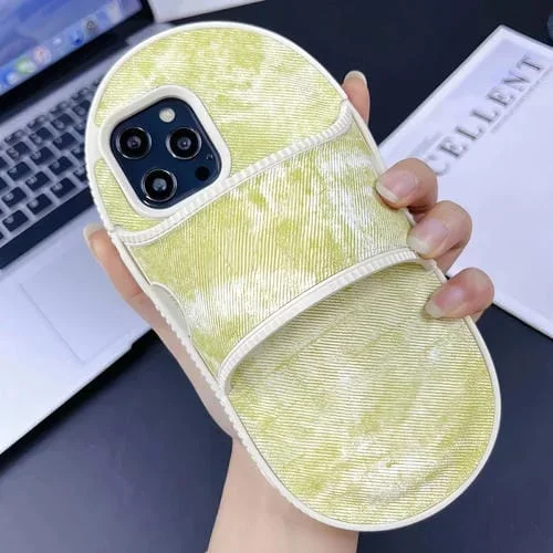 Funda para Teléfono TPU Apple iPhone 12 Pro Max Denim Slipper Diseño (Amarillo Verde)