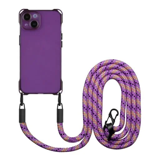 Funda para Teléfono TPU Apple iPhone 14 Plus a Prueba de Golpes con Cordón (Púrpura)