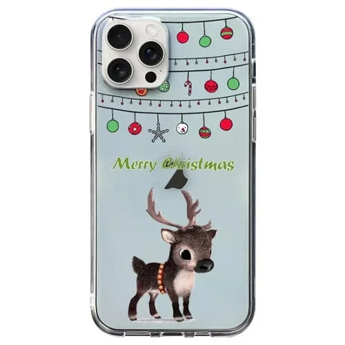 Funda para Teléfono TPU Apple iPhone 15 Pro Transparente con Patrón Navideño (Alce)