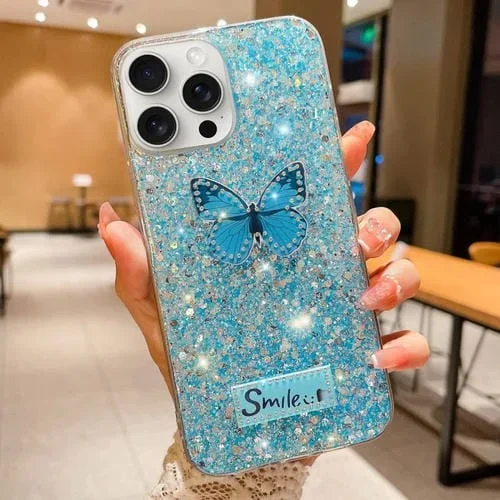Funda para teléfono TPU Epoxi para iPhone 11 Pro Max con diamantes de imitación y Lentejuelas estrelladas (Azul)