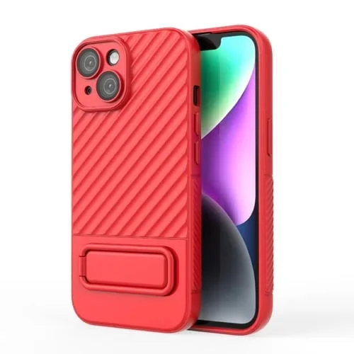 Funda para Teléfono TPU iPhone 15 Textura Ondulada Película para Lentes (Rojo)