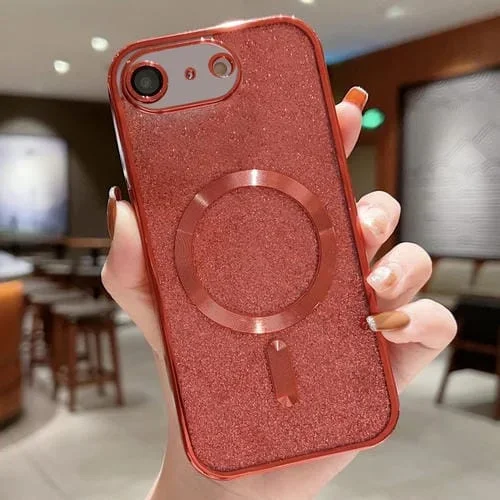 Funda para Teléfono TPU iPhone SE 2022/7/8 Galvanoplastia Purpurina Magsafe (Rojo)