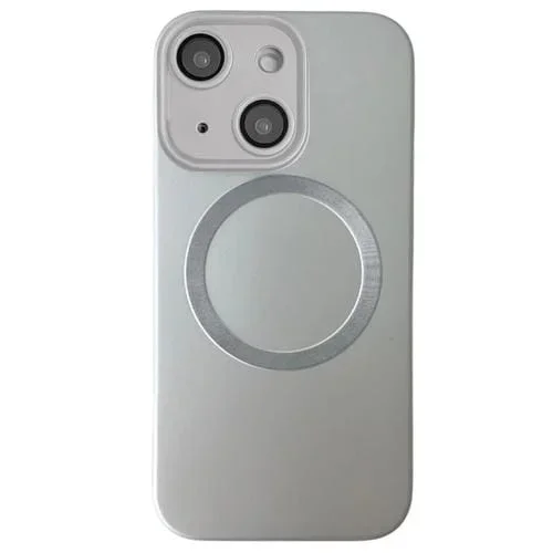 Funda para Teléfono TPU Magsafe iPhone 15 Plus Textura Cd Pintura Metalizada (Plateada)