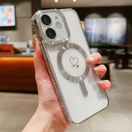Funda para teléfono TPU Magsafe para iPhone 11 con revestimiento Transparente de fibra de carbono (Plata)