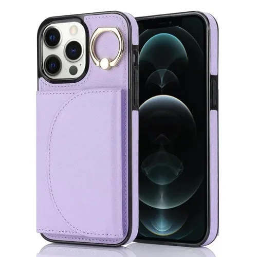 Funda para Teléfono Ym006 para iPhone 12 Pro Max con Soporte para Anillo y Tarjeta (Púrpura)