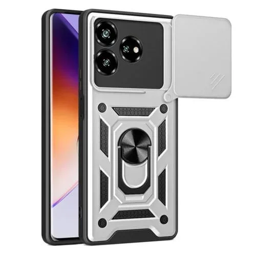 Funda para Teléfono ZTE Axon 60 4G TPU PC Cámara Deslizante (Plateada)