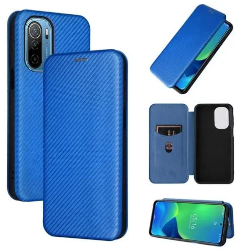 Funda para Ulefone Note 13P Fibra de Carbono Textura Magnético Horizontal Flip PU (Azul)