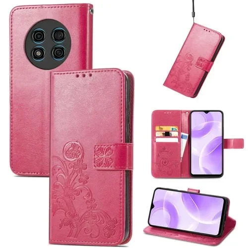 Funda para Ulefone Note 15 de Cuero con Hebilla y Cierre de Cuatro Hojas (Rojo)