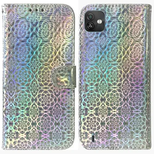 Funda para Wiko Y82 Colorida de Cuero con Hebilla Magnética (Plata)