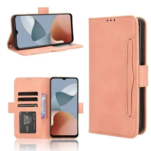 Funda para ZTE Blade A34 Skin Feel con Textura de Becerro y Ranuras para Tarjetas (Rosa)