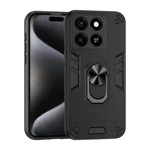 Funda para ZTE Blade A35/A55 con Soporte de Anillo Metal y Protección Antigolpes (Negro)