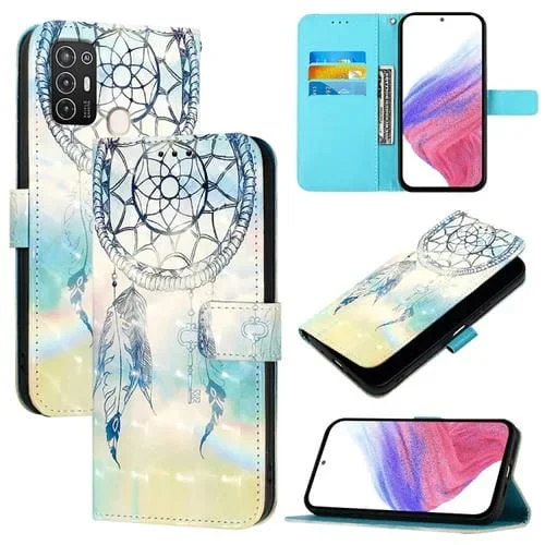 Funda para ZTE Blade A52 de Cuero con Tapa Horizontal y Pintura 3D (Campanas de Viento de Ensueño)