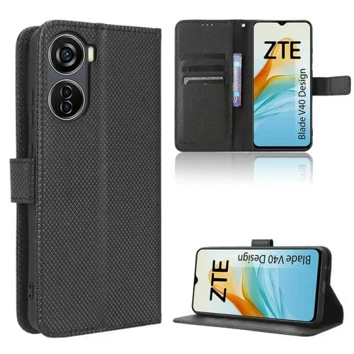 Funda para ZTE Blade V40 Design Diamond Texture de Cuero (Negro)
