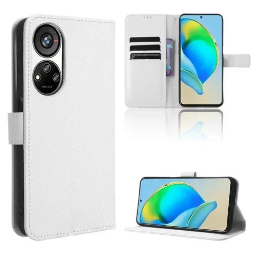 Funda para ZTE Blade V40S de Cuero con Textura de Diamante (Blanco)