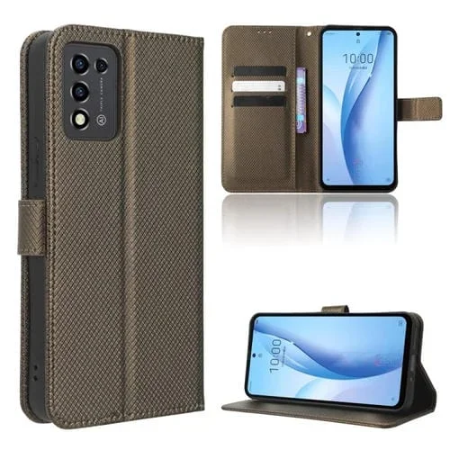 Funda para ZTE Libero 5G III Cuero Textura de Diamante (Marrón)