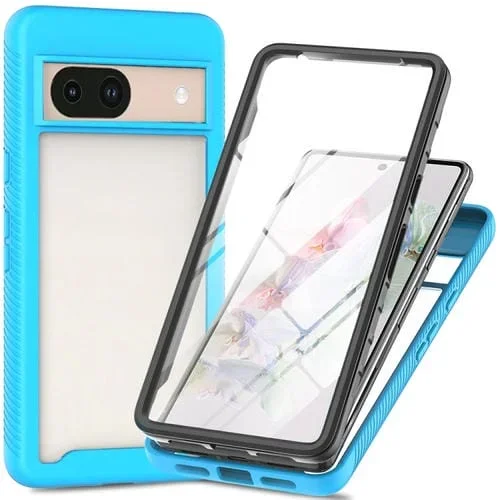 Funda PC + TPU con Película Pet para Google Pixel 8A (Azul Cielo)