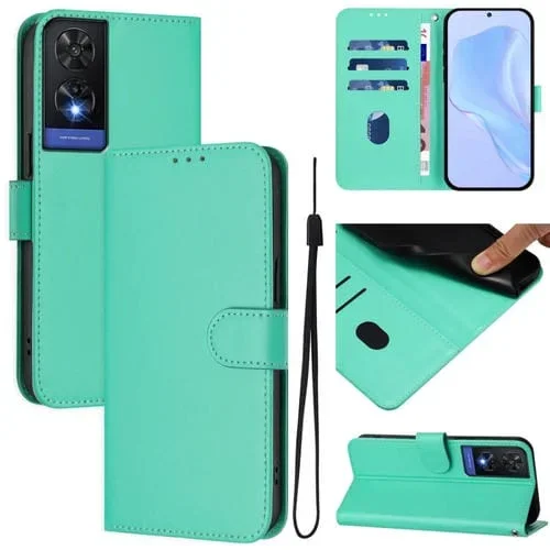 Funda Piel Sintética con Cordón para Teléfono TCL 505 (Verde)