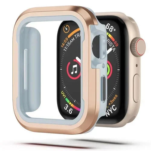 Funda Protectora 2 En 1 para Apple Watch Series 8/7 45mm Aleación de Aluminio y TPU (Oro)