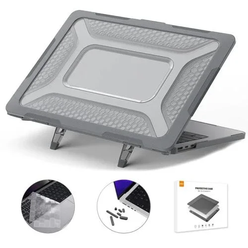 Funda Protectora 3 en 1 Enkay Hat-Prince para MacBook Air 13.6 A2681 con Soporte, Película de Teclado y Tapones Antipolvo (Gris)