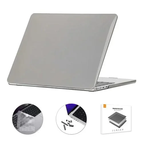Funda Protectora 3 en 1 Enkay para MacBook Air 15.3 A2941 con Película de Teclado y Tapones Antipolvo (Gris)