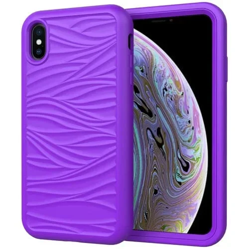 Funda Protectora 3 en 1 para iPhone Xs Max Silicona y PC a Prueba de Golpes (Morado)