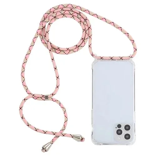 Funda Protectora Acrílico para iPhone 13 Mini a Prueba de Golpes con Cordón (Café Rosa Albaricoque)