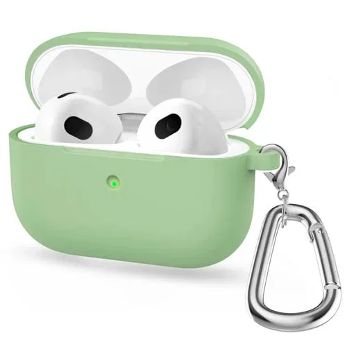 Funda Protectora Auricular Silicona Espesante con Gancho para AirPods 3 (Menta Verde)