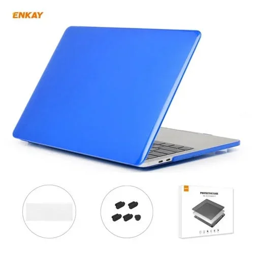 Funda Protectora Cristal + Película TPU + Enchufes Antipolvo Enkay para MacBook Pro 13.3 A1706/A1989/A2159 (Azul Oscuro)