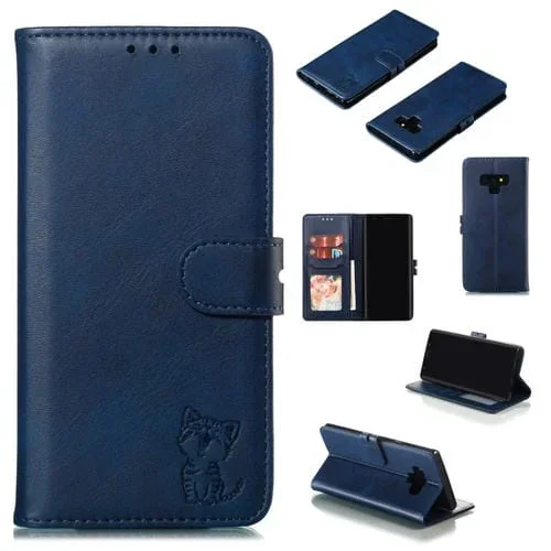 Funda Protectora de Cuero Galaxy Note9 Función Protección (Azul)