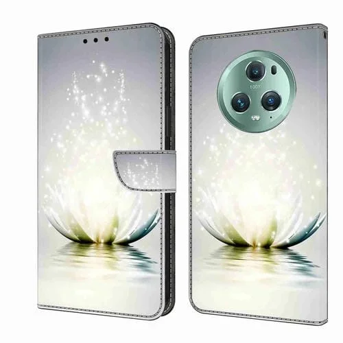Funda Protectora de Cuero para Honor Magic5 Pro Crystal 3D a Prueba de Golpes (Loto Claro)