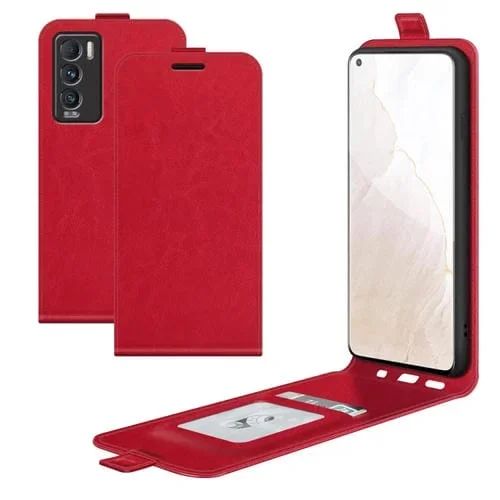 Funda Protectora de Cuero para Oppo Realme GT Master Explorer R64 con Volteo Vertical, Ranuras para Tarjeta y Marco de Fotos (Rojo)