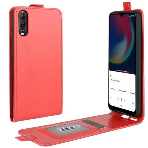 Funda Protectora de Cuero para Wiko View 4/4 Lite R64 con Ranuras y Marco (Rojo)