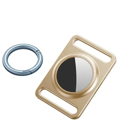 Funda Protectora de Metal Magnética para AirTag con Llavero Anillo (Oro)