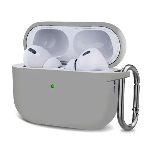 Funda Protectora de Silicona para Auriculares Inalámbricos con Gancho AirPods Pro 2 (Gris Claro)