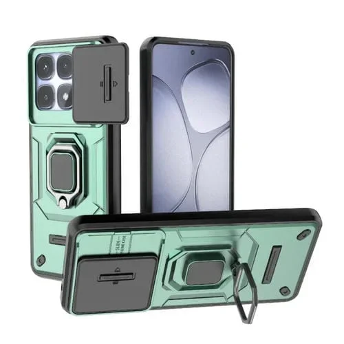 Funda Protectora de TPU + PC a Prueba de Golpes con Soporte para Redmi K70 Ultra Global Sliding Camshield (Verde)