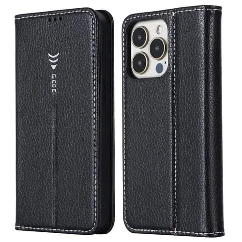 Funda Protectora Flip Horizontal Gebei Pu + TPU con Ranuras Soporte y Tarjeta para iPhone 13 Pro (Negro)